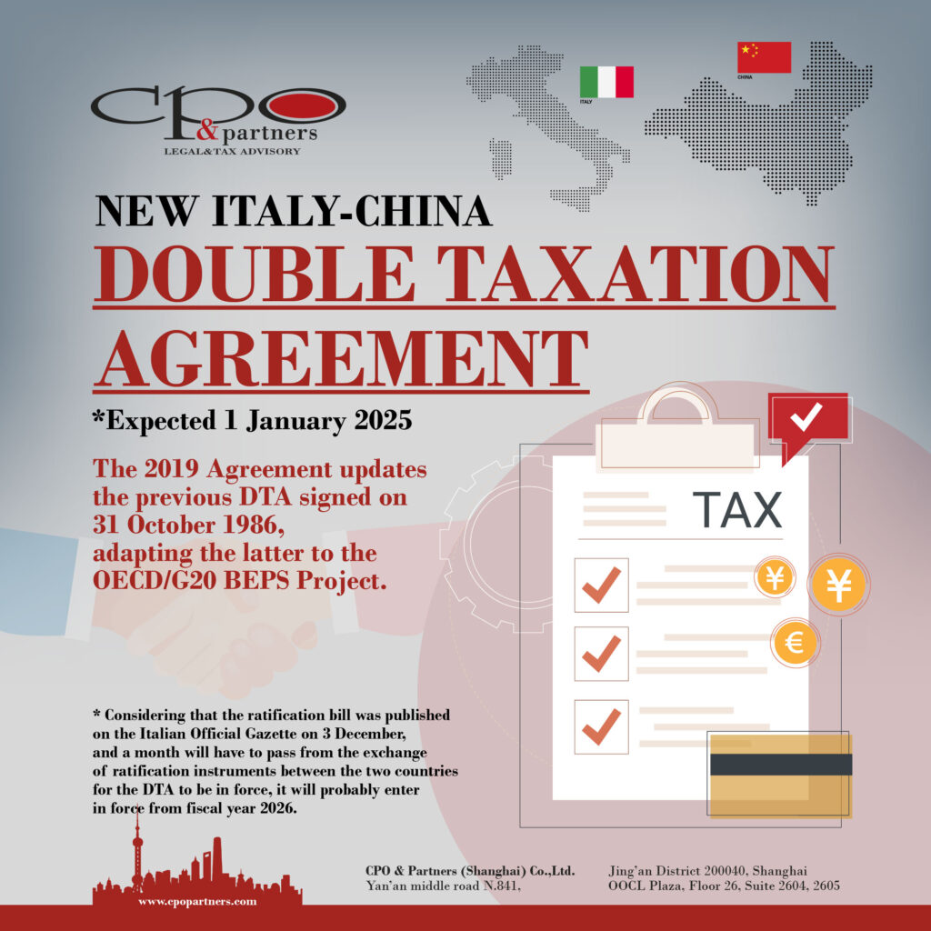 Nuovo Accordo Italia-Cina Doppia Imposizione fiscale