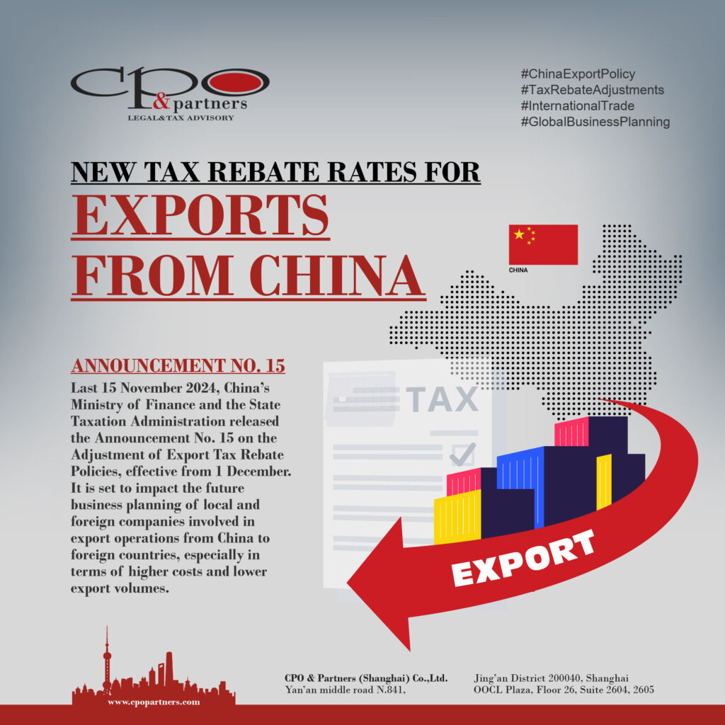 Nuove aliquote di rimborso fiscale per le esportazioni dalla Cina